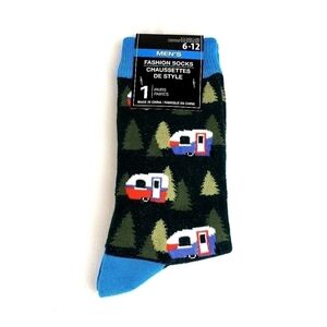 WOMEN Men's Unisex Funky Crew Socks size 6-12 Camper with trees
